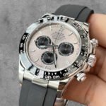 40mm Cosmograph Daytona Silver Dial Watch - 18K White Gold Oysterflex Model