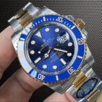 18k gold Rolex 116613LB with luminous blue chromalight