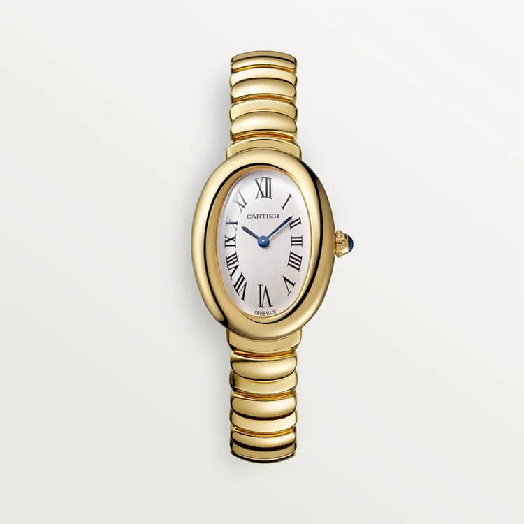 Cartier Baignoire CRWGBA0013: Slim 18K Gold Case & Silver Dial Design